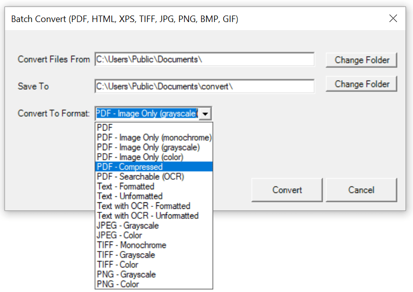 Win2PDF Desktop - Batch Convert ODT to Compressed PDF
