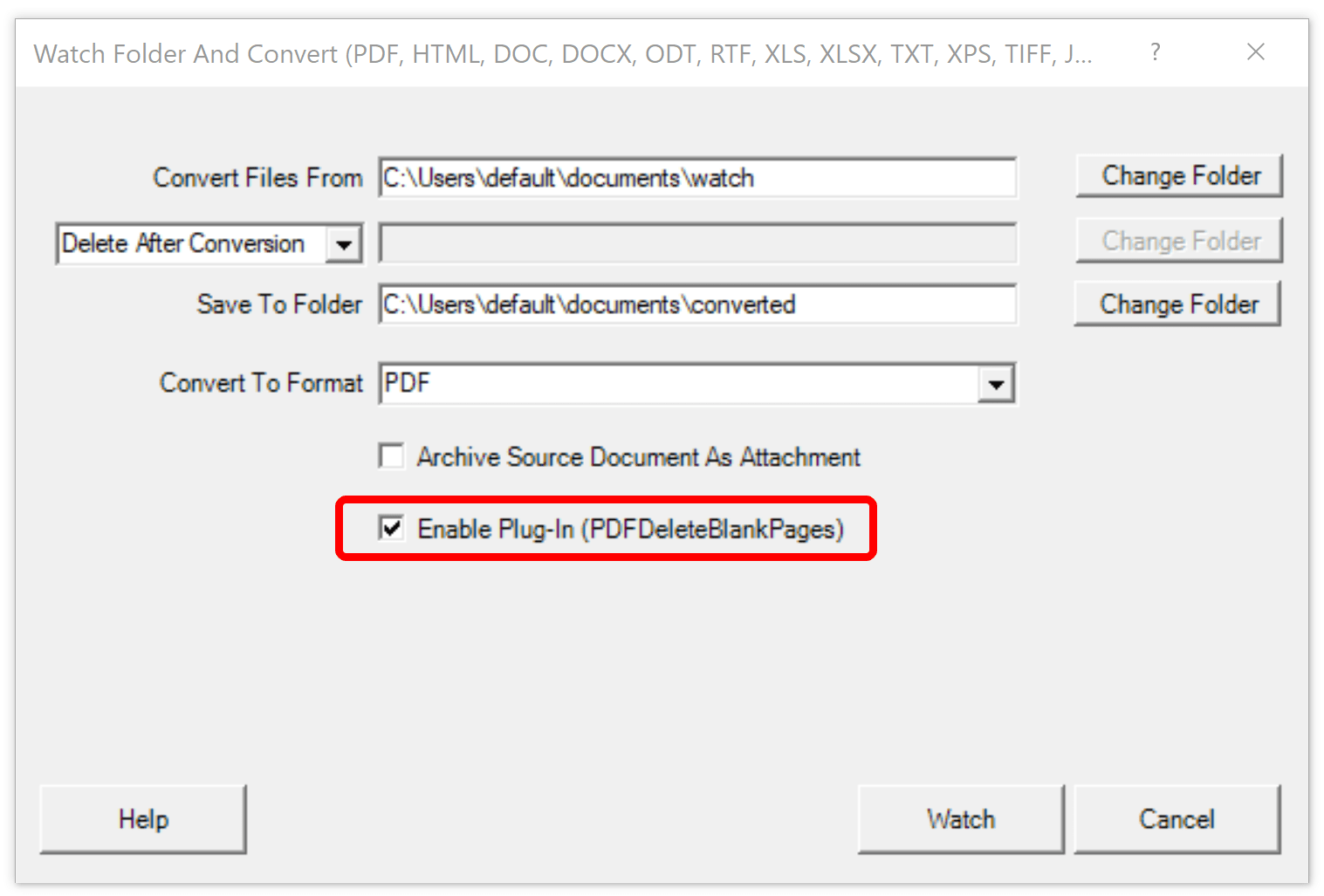 Win2PDF Watch Convert Enable Plug-In